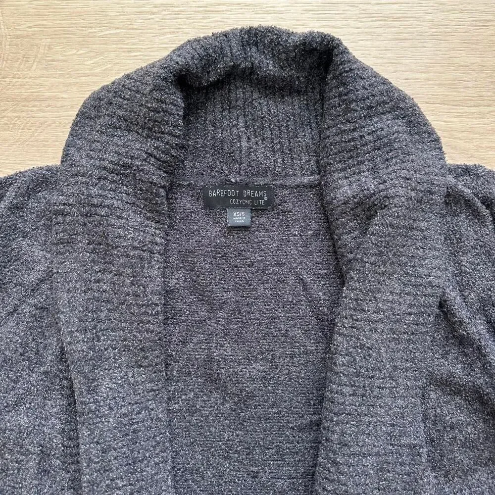 Barefoot Dreams CozyChic Lite Cardigan XS/S Charcoal Gray
